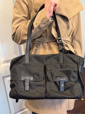 Tumi Black Nylon and Leather Weekender Boarding Bag